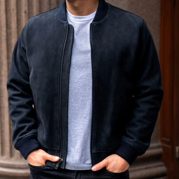 Men Leather Bomber Jacket