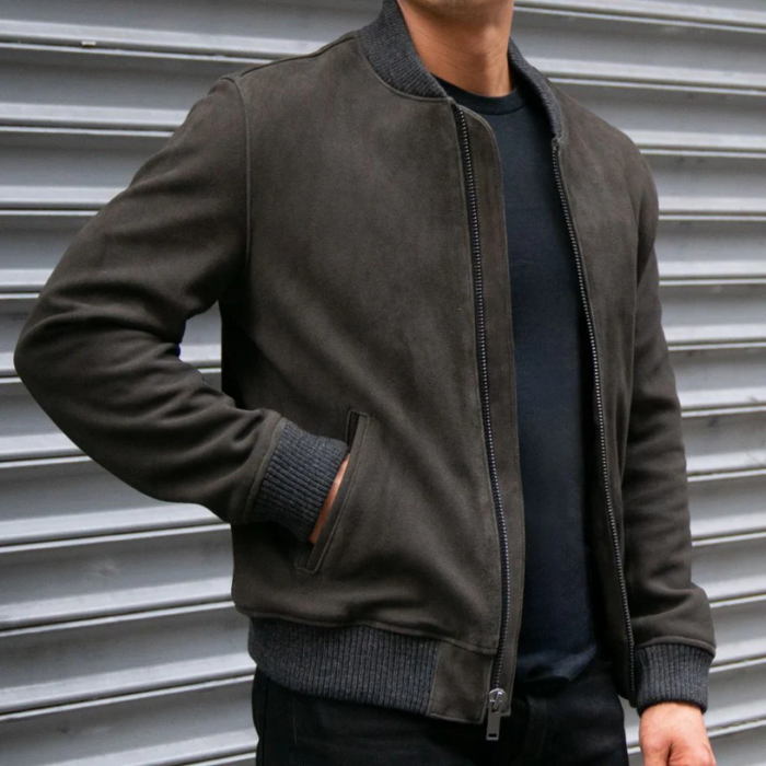 Men Leather Bomber Jacket