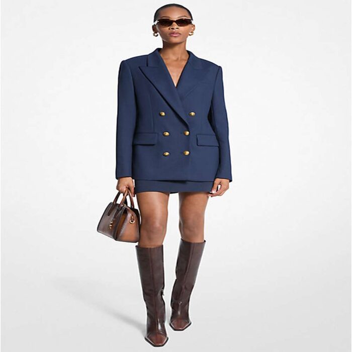 Stretch Wool Blend Twill Blazer