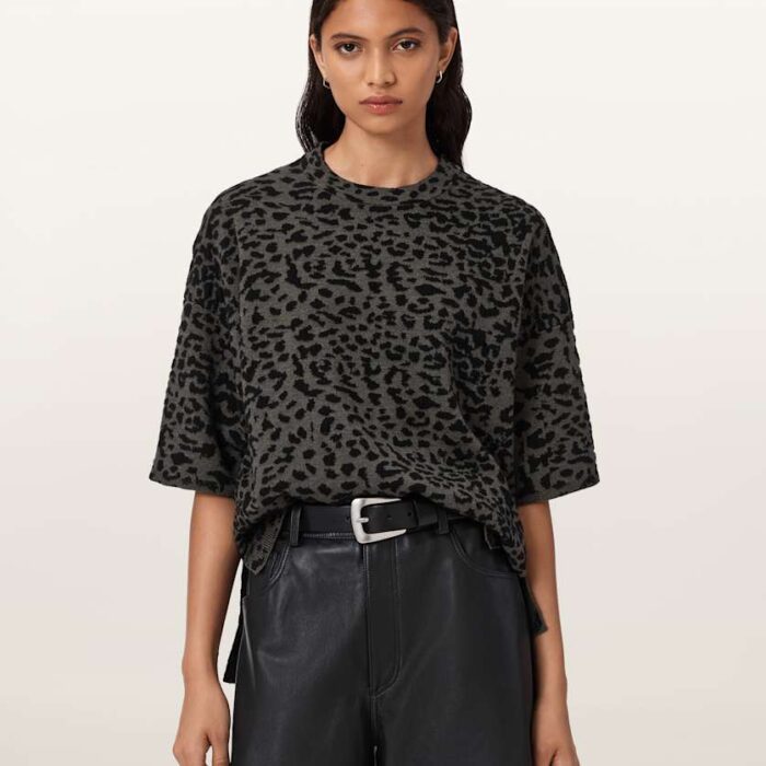Lenny Leopard Print Wool T-Shirt