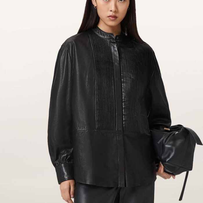 Sara Pleated Leather Shirt